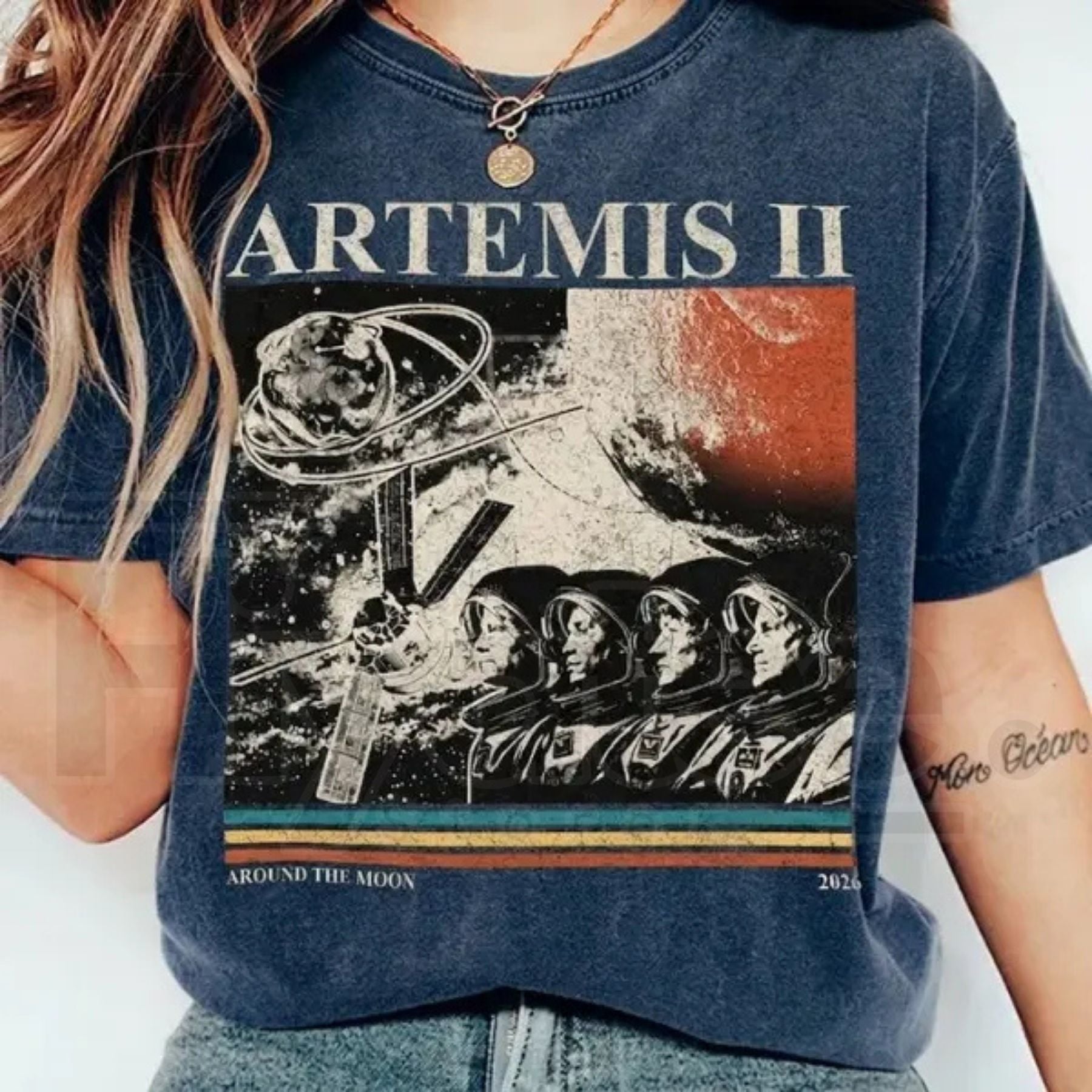 "Artemis 2 Around The Moon" – Vintage Space Travel & Astronauts Top - Hiyatee