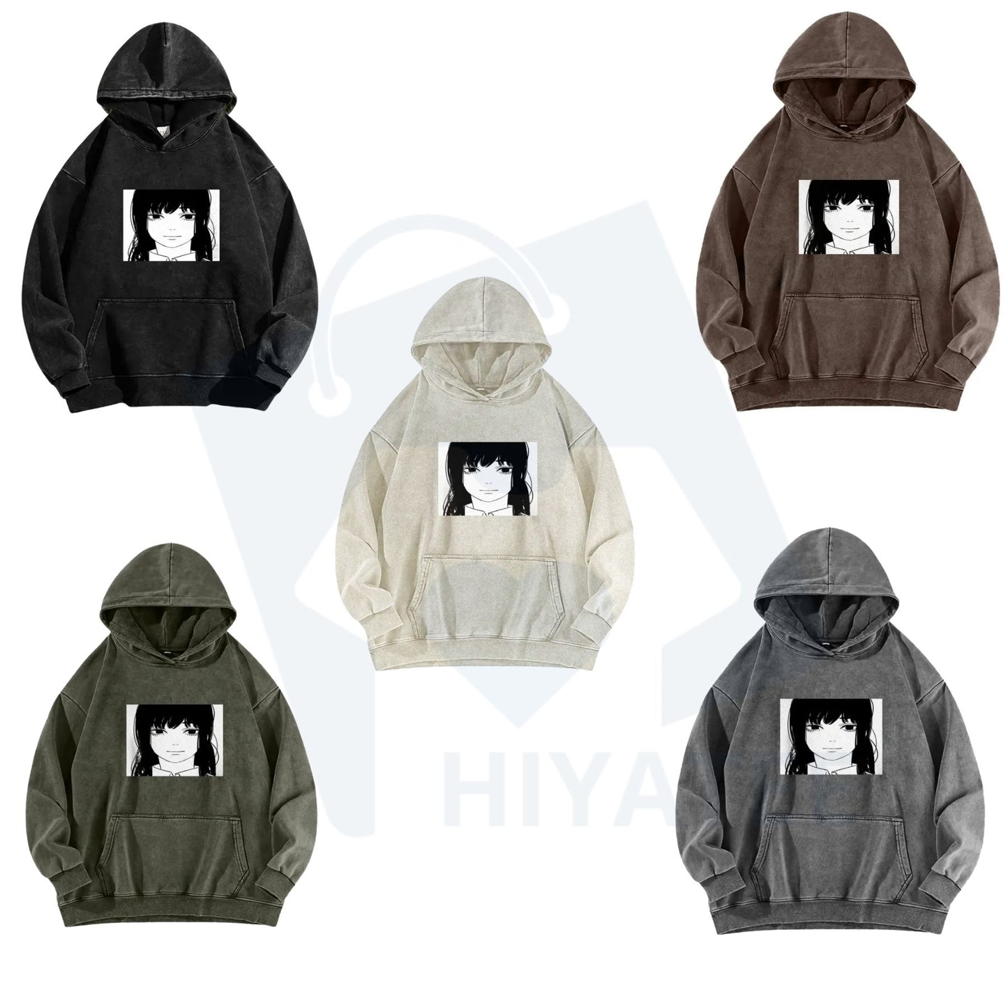 Asa Stare Chainsaw Man Washed Hoodie – Fun Anime Reference, Vintage Streetwear Gift. - Hiyatee