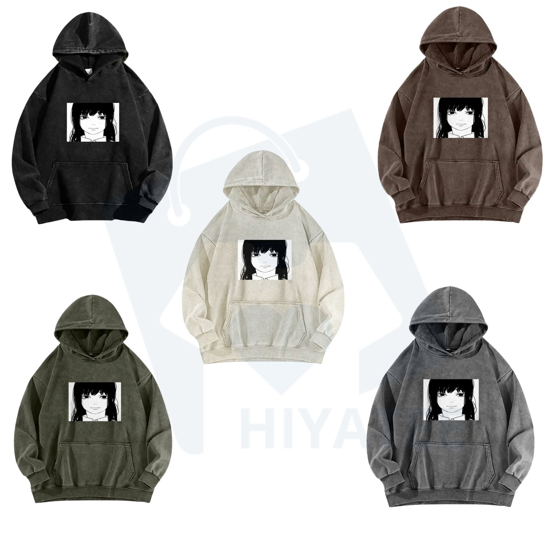 Asa Stare Chainsaw Man Washed Hoodie – Fun Anime Reference, Vintage Streetwear Gift. - Hiyatee
