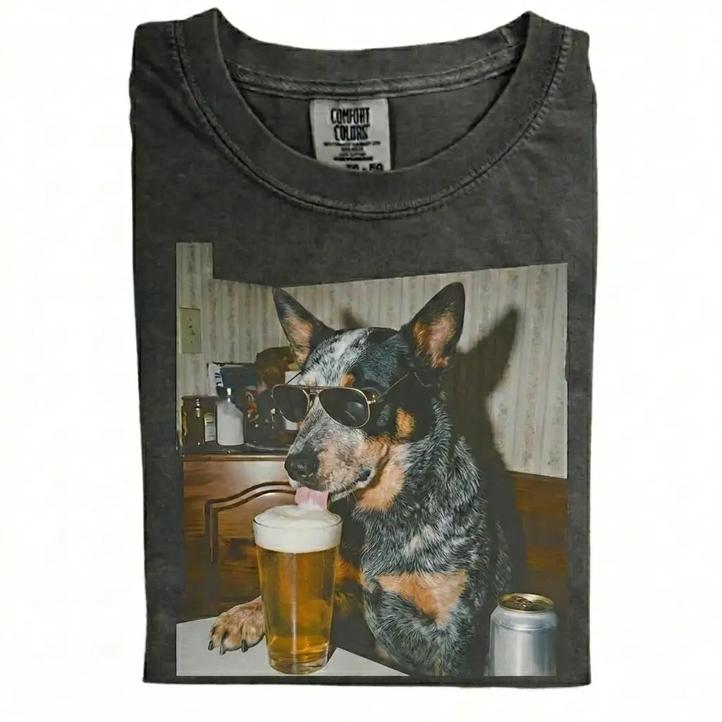 Comfort Colors 50+ Dog Breeds Available Drinking Beer Shirt – Vintage 90s Funny Edgy Dog Meme Tee, Unisex Casual Streetwear Gift