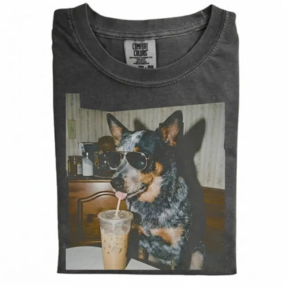 Comfort Colors 50+ Dog Breeds Available Drinking Iced Coffee Shirt – Vintage 90s Funny Edgy Dog Meme Tee, Unisex Casual Streetwear Gift
