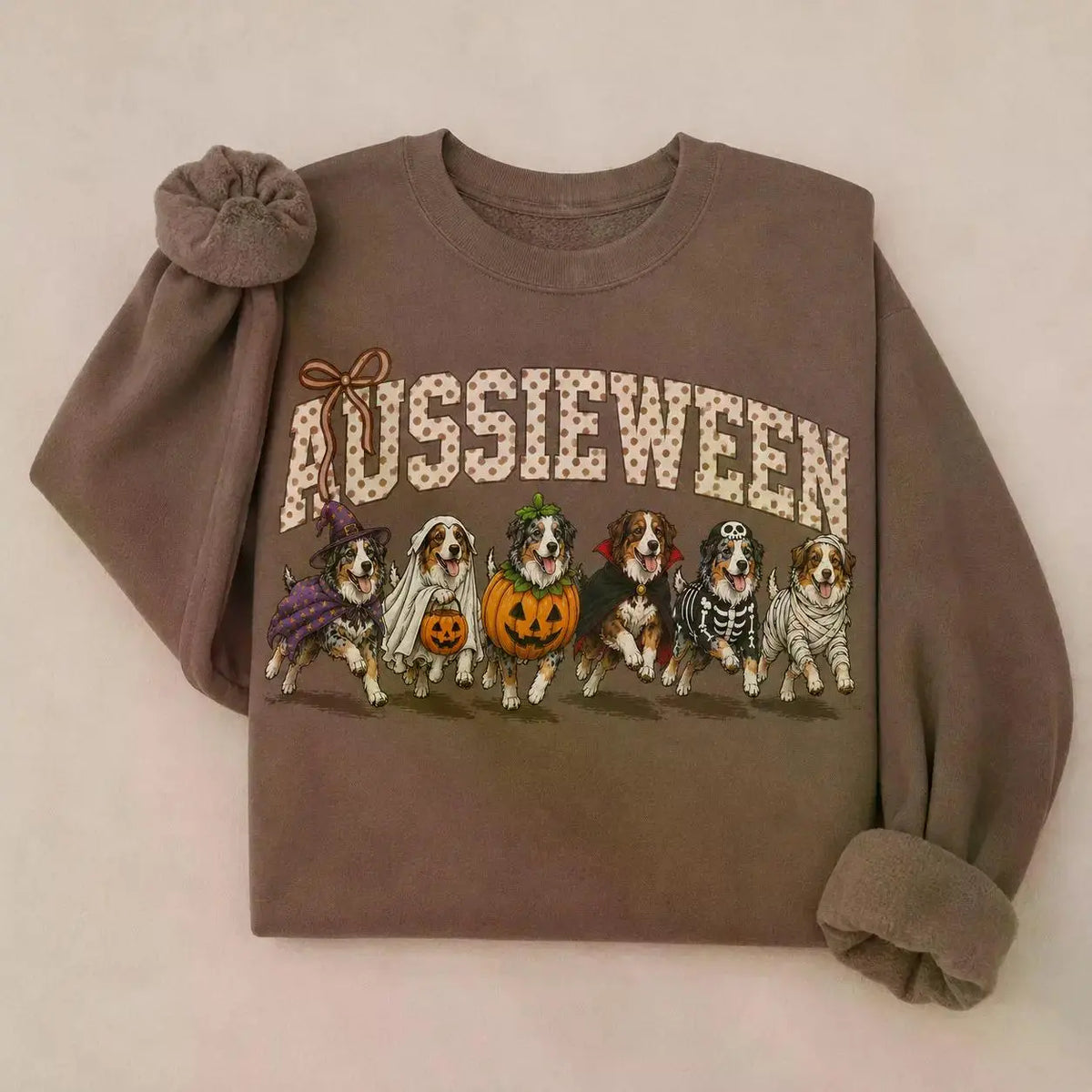 Dark Chocolate 30+ Halloween Dog Breeds Sweatshirt – Spooky Season Dog Mom Crewneck, Cozy Autumn Dog Lover Pullover
