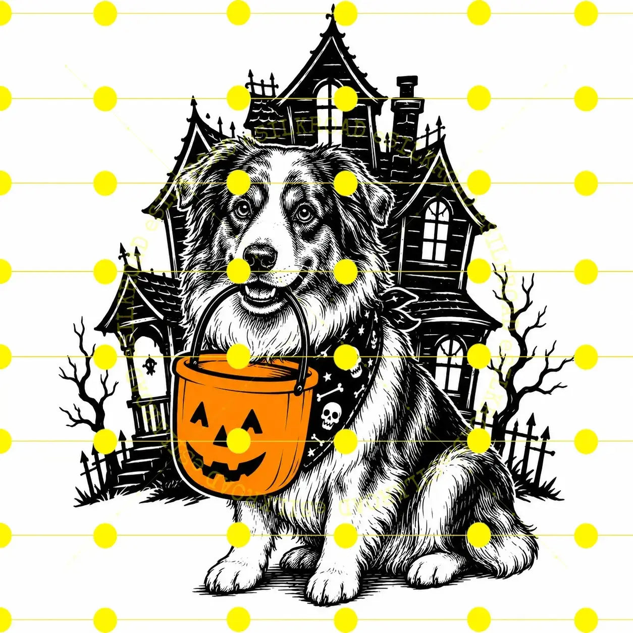Comfort Colors 50 Dog Breeds Halloween T-Shirt Moss Pumpkin Candy Bucket Tee