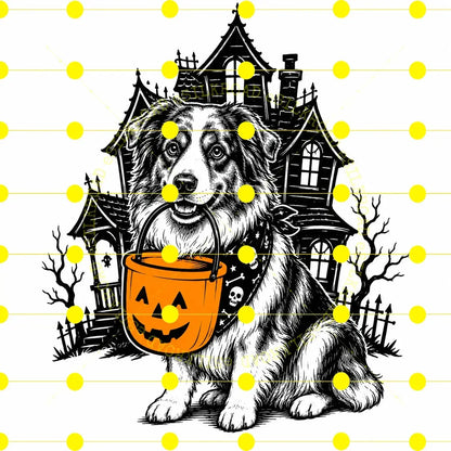 Comfort Colors 50 Dog Breeds Halloween T-Shirt Moss Pumpkin Candy Bucket Tee
