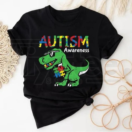 "Autism Dino" Awareness – Special Education Teacher Gift Puzzle Piece Top - Hiyatee