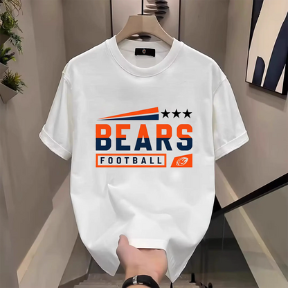 Men's Three Star Football Graphic T-Shirt – Sport Fan Game Day Crewneck Tee