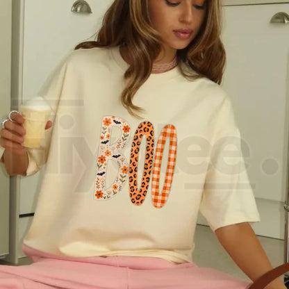 BOO Comfort Colors Shirt Trendy Halloween Tee - Hiyatee