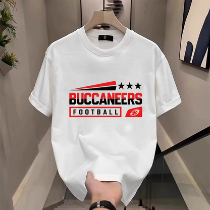 Men's Three Star Football Graphic T-Shirt – Sport Fan Game Day Crewneck Tee