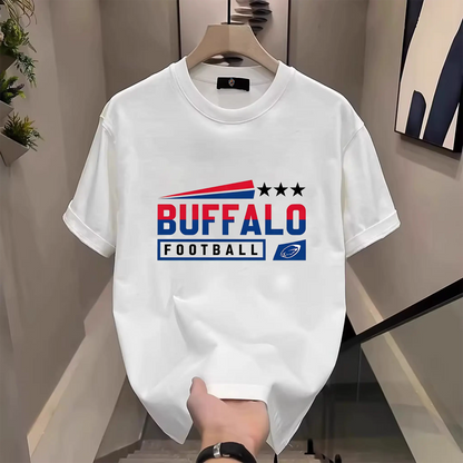 Men's Three Star Football Graphic T-Shirt – Sport Fan Game Day Crewneck Tee