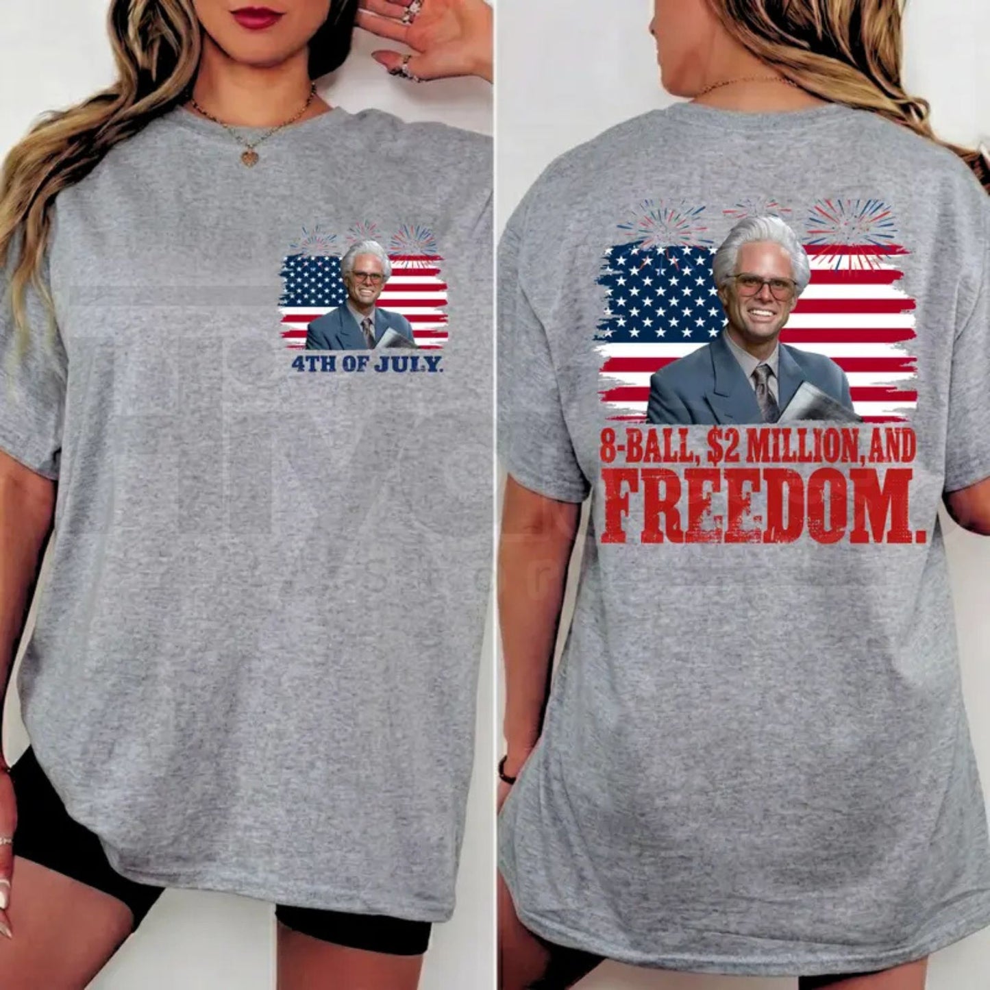 Baby Billy 4th of July 8-Ball Tee – Funny Independence Day Fireworks Graphic Shirt, Patriotic Summer USA Flag T-Shirt for Men & Women - Hiyatee