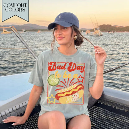 Bad Day to be a Hot Dog Shirt – Funny 4th of July Summer Tee, Trendy Retro Independence Day Graphic Top for Women - Hiyatee