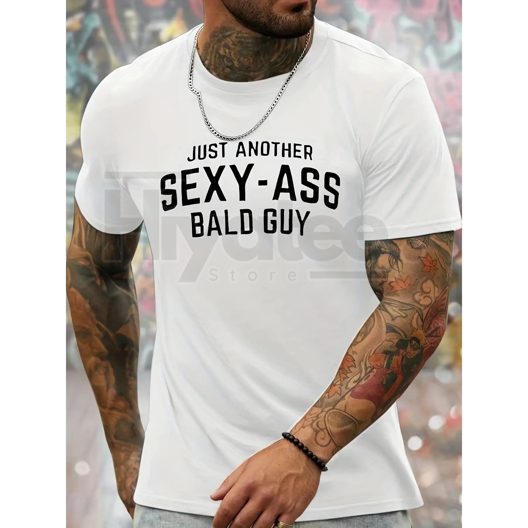 Bald Guy Print Men's Crew Neck T-Shirt – Fashionable Athletic Style Summer Tee - Hiyatee