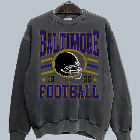 Vintage Team Football Oversized 90s Dark Heather Sweatshirt Retro Sport Tee