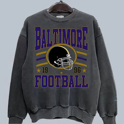 Vintage Team Football Oversized 90s Dark Heather Sweatshirt Retro Sport Tee