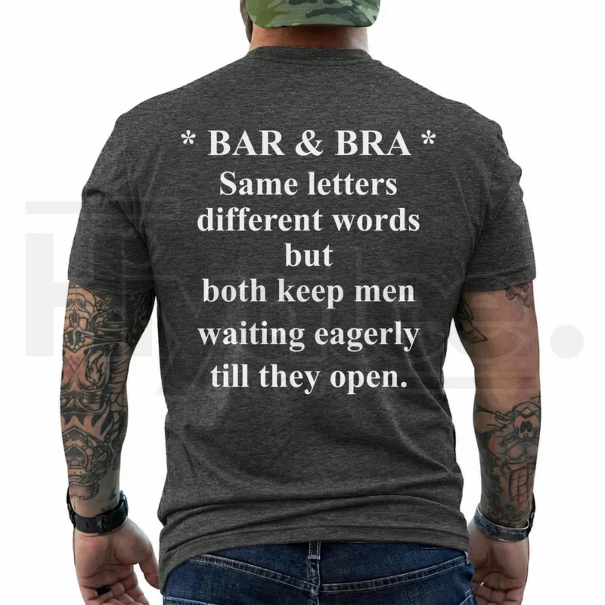 Bar & Bra Same Letters Funny Men’s T-Shirt – Graphic Joke Tee - Hiyatee
