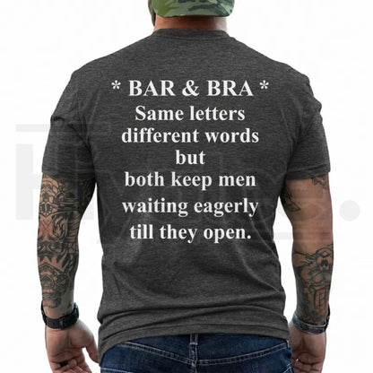 Bar & Bra Same Letters Funny Men’s T-Shirt – Graphic Joke Tee - Hiyatee