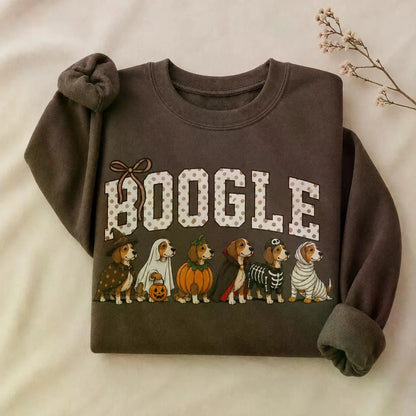 Dark Chocolate 30+ Halloween Dog Breeds Sweatshirt – Spooky Season Dog Mom Crewneck, Cozy Autumn Dog Lover Pullover