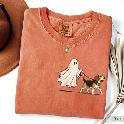 Comfort Color Ghost Walking Dog Halloween Shirt Cute Personalized Pet Tee