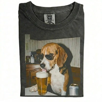 Comfort Colors 50+ Dog Breeds Available Drinking Beer Shirt – Vintage 90s Funny Edgy Dog Meme Tee, Unisex Casual Streetwear Gift