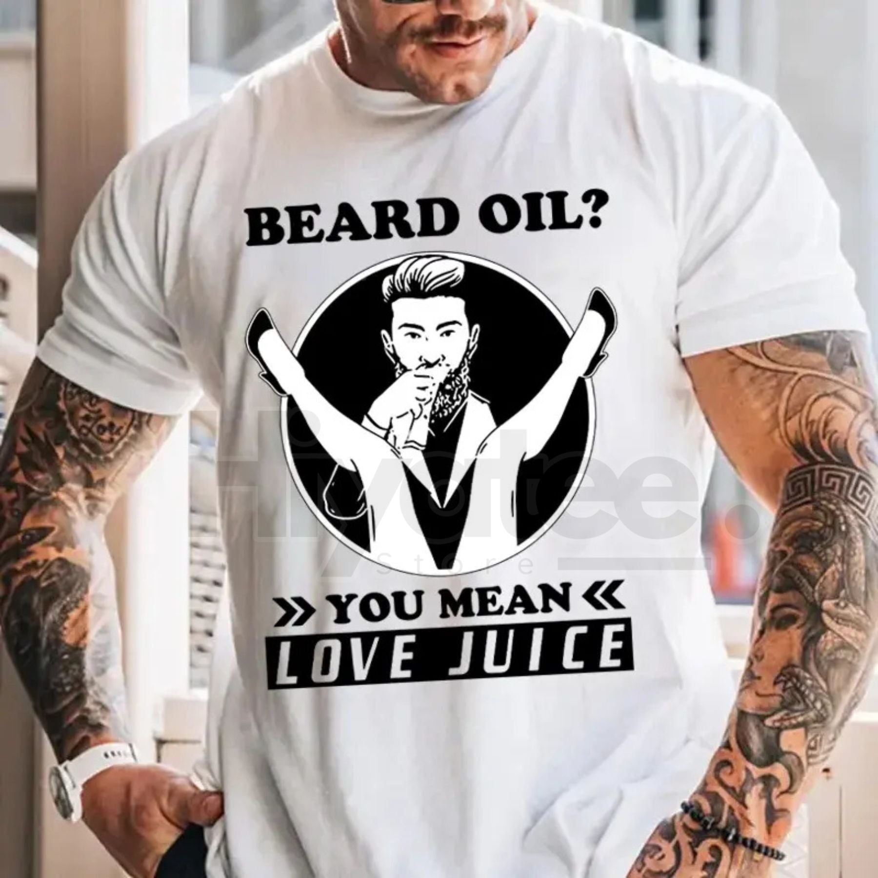 "Beard Oil? You Mean Love Juice" Funny Men's T-Shirt - Hiyatee