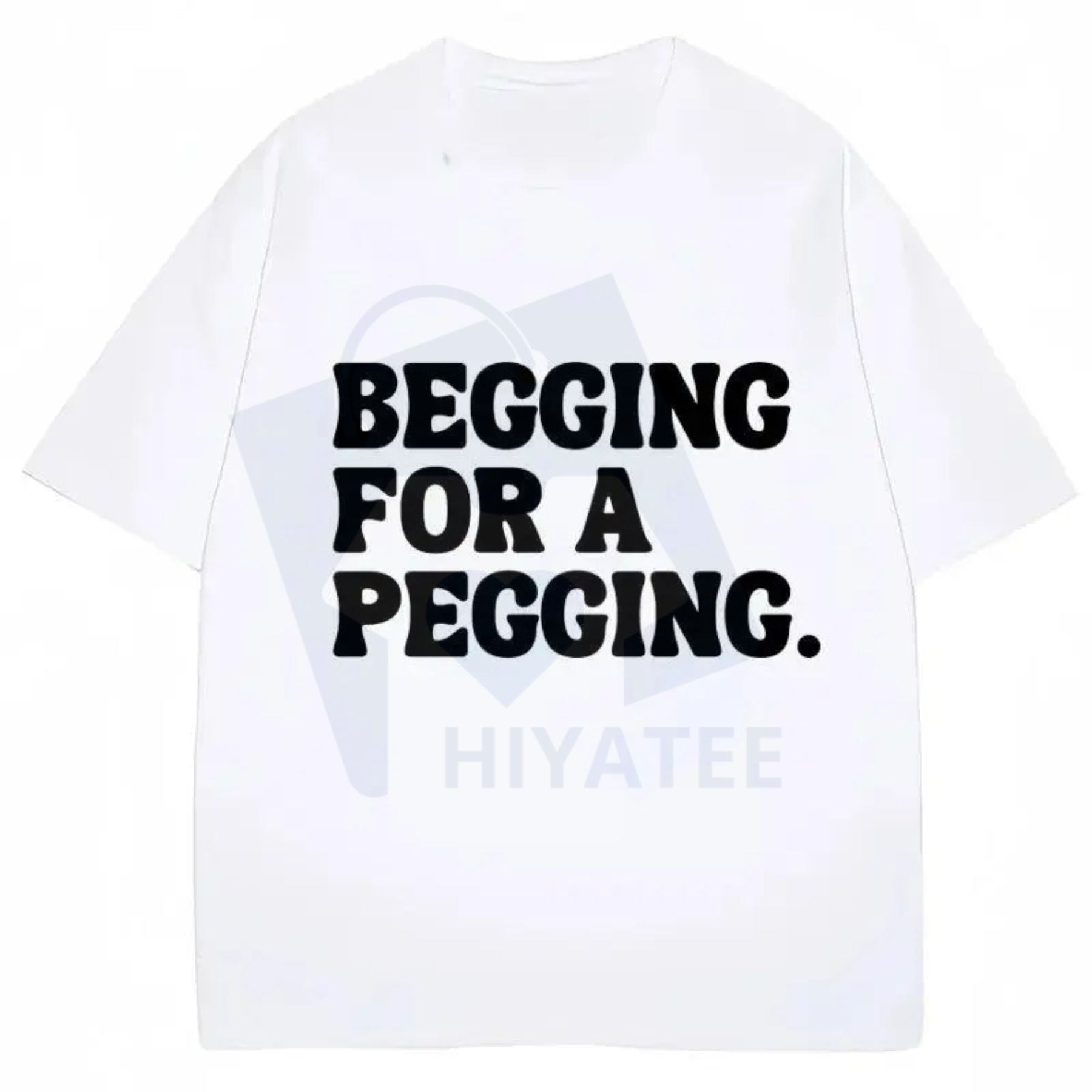 "Begging for A Pegging" Funny Letter Print T-shirt – Oversized Streetwear Unisex Cotton Tee - Hiyatee