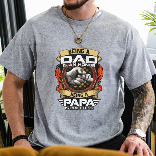 "Being A Papa Is Priceless" Hand Fist Bump – Ultimate Fatherhood Tribute Graphic - Hiyatee