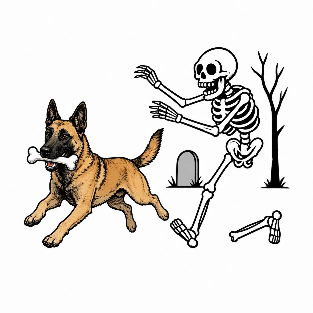 Comfort Colors 50+ Dog Breeds Halloween Skeleton Tee
