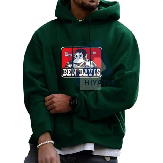 Ben Davis-Inspired Graphic Hoodie – Men's Streetwear Sweatshirt, Autumn & Winter Long Sleeve, Y2K & 2000s Aesthetic, Casual & Game Day Outfit - Hiyatee