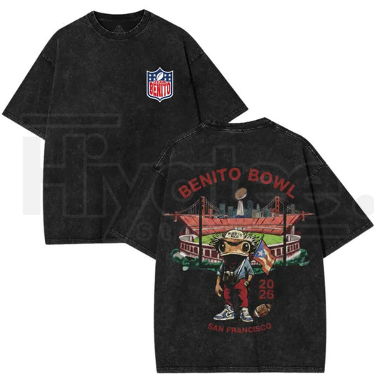 Benito Bowl 2026 Vintage Washed Graphic Tee – Funny Football Halftime Design, Team Benito Fan Shirt - Hiyatee