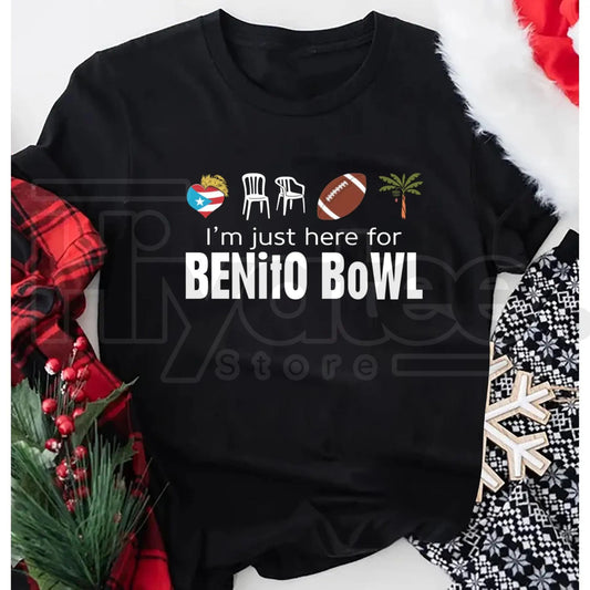 Benito Bowl Christmas T-Shirt – 100% Cotton Festive Football Oversized Tee - Hiyatee