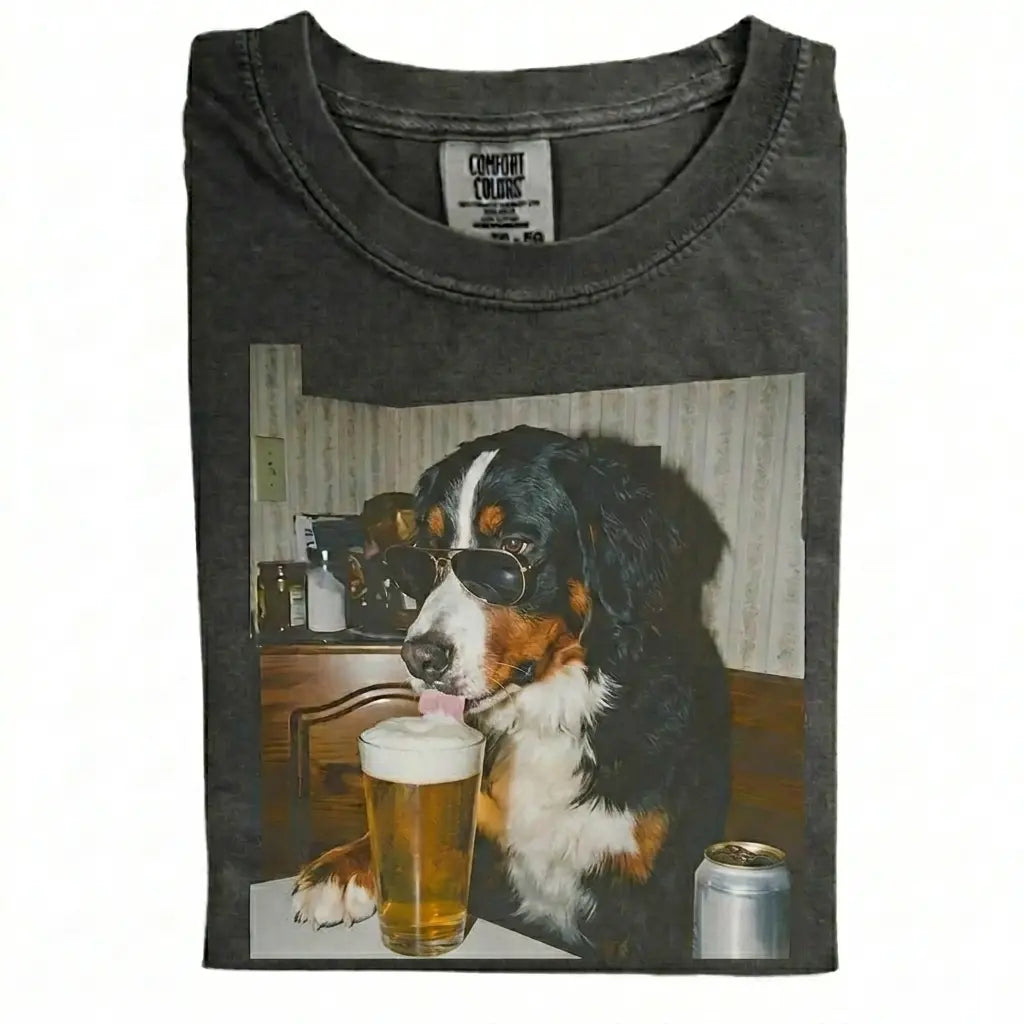 Comfort Colors 50+ Dog Breeds Available Drinking Beer Shirt – Vintage 90s Funny Edgy Dog Meme Tee, Unisex Casual Streetwear Gift