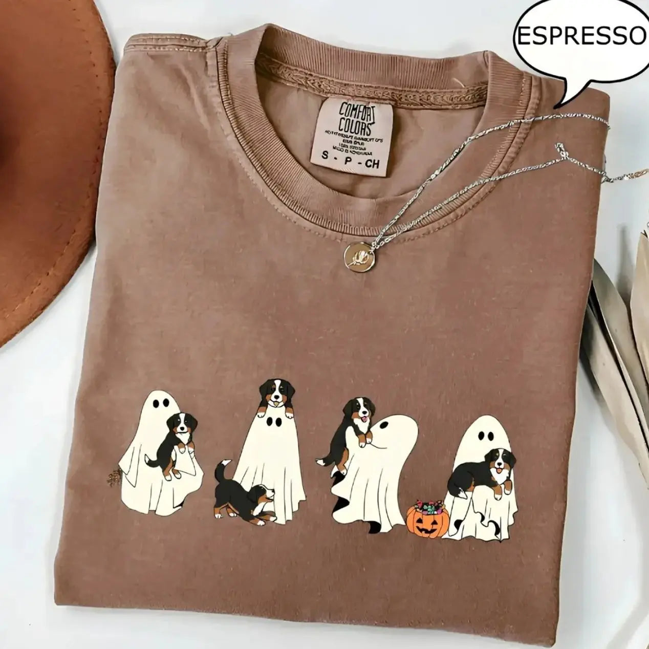 Comfort Colors Custom Dog Halloween Shirt Ghost Boba Tea Funny Dog Gift Tee