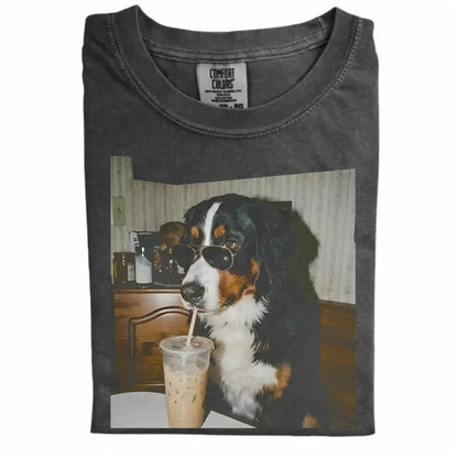 Comfort Colors 50+ Dog Breeds Available Drinking Iced Coffee Shirt – Vintage 90s Funny Edgy Dog Meme Tee, Unisex Casual Streetwear Gift