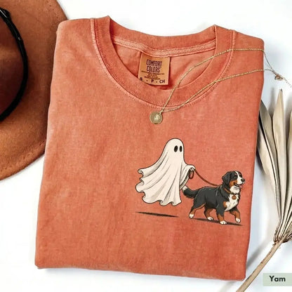 Comfort Color Ghost Walking Dog Halloween Shirt Cute Personalized Pet Tee