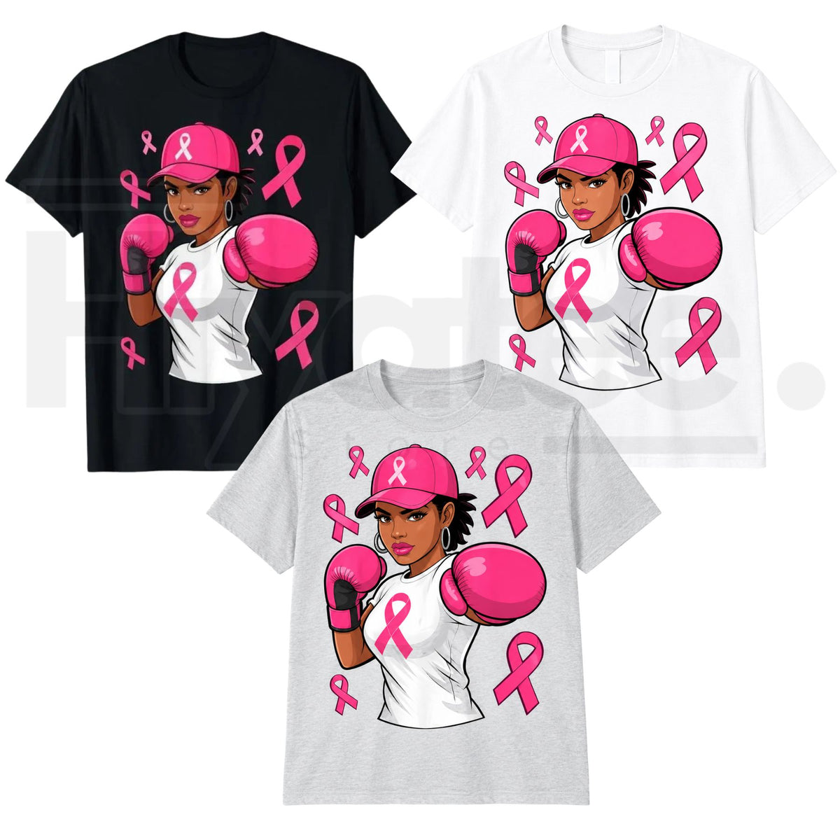 Black African American Breast Cancer Awareness T-Shirt – Pink Ribbon Graphic Tee - Hiyatee