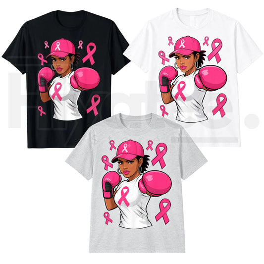 Black African American Breast Cancer Awareness T-Shirt – Pink Ribbon Graphic Tee - Hiyatee