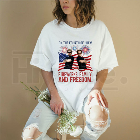 "Boats, Hoes, and Freedom" – Funny 4th of July Oversized Graphic Top - Hiyatee