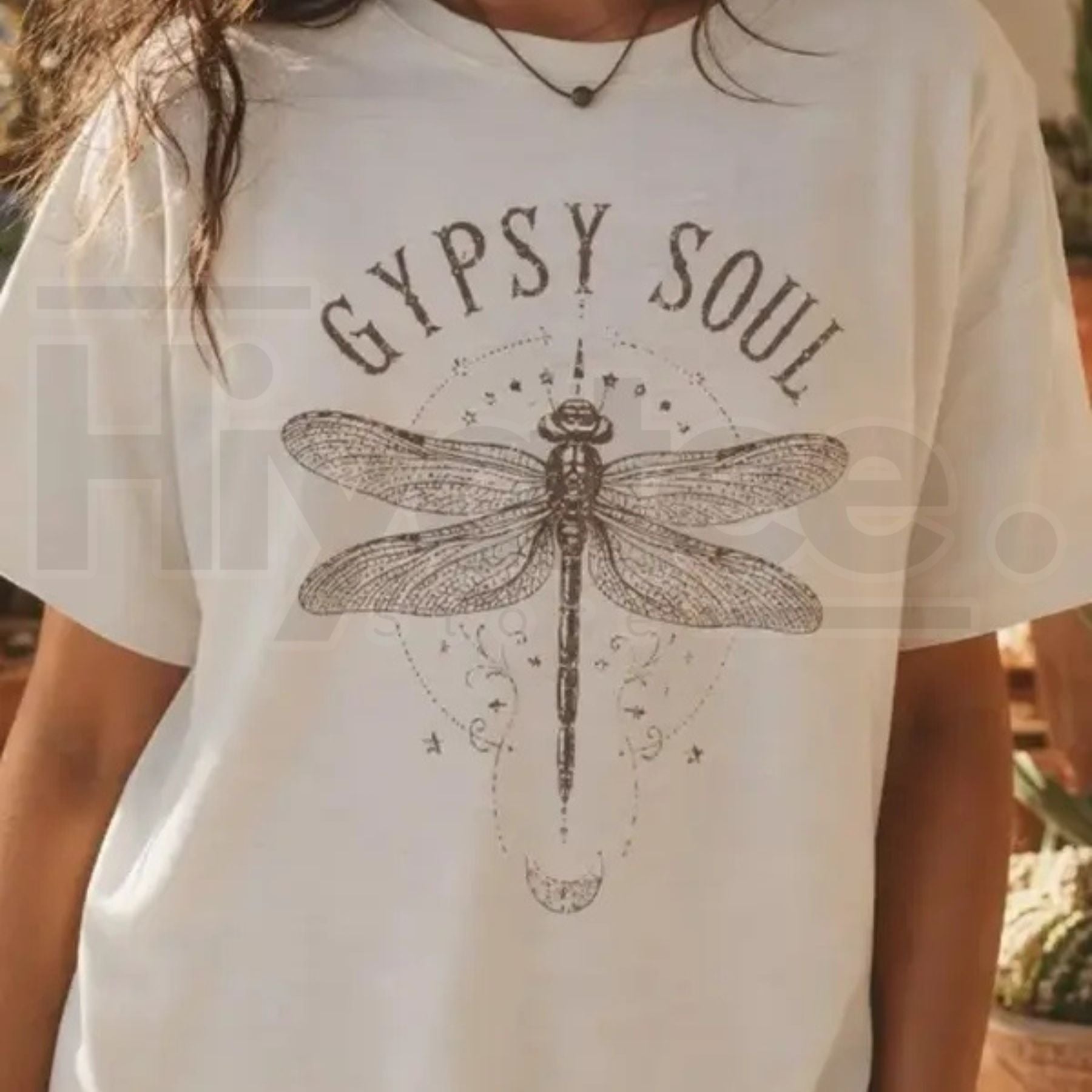 Boho Dragonfly Shirt Women Gypsy Soul Graphic Tee – Vintage Mystical Top - Hiyatee