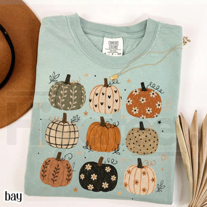Boho Pumpkin Comfort Colors Shirt Cute Fall Pumpkin Pattern Tee - Hiyatee 