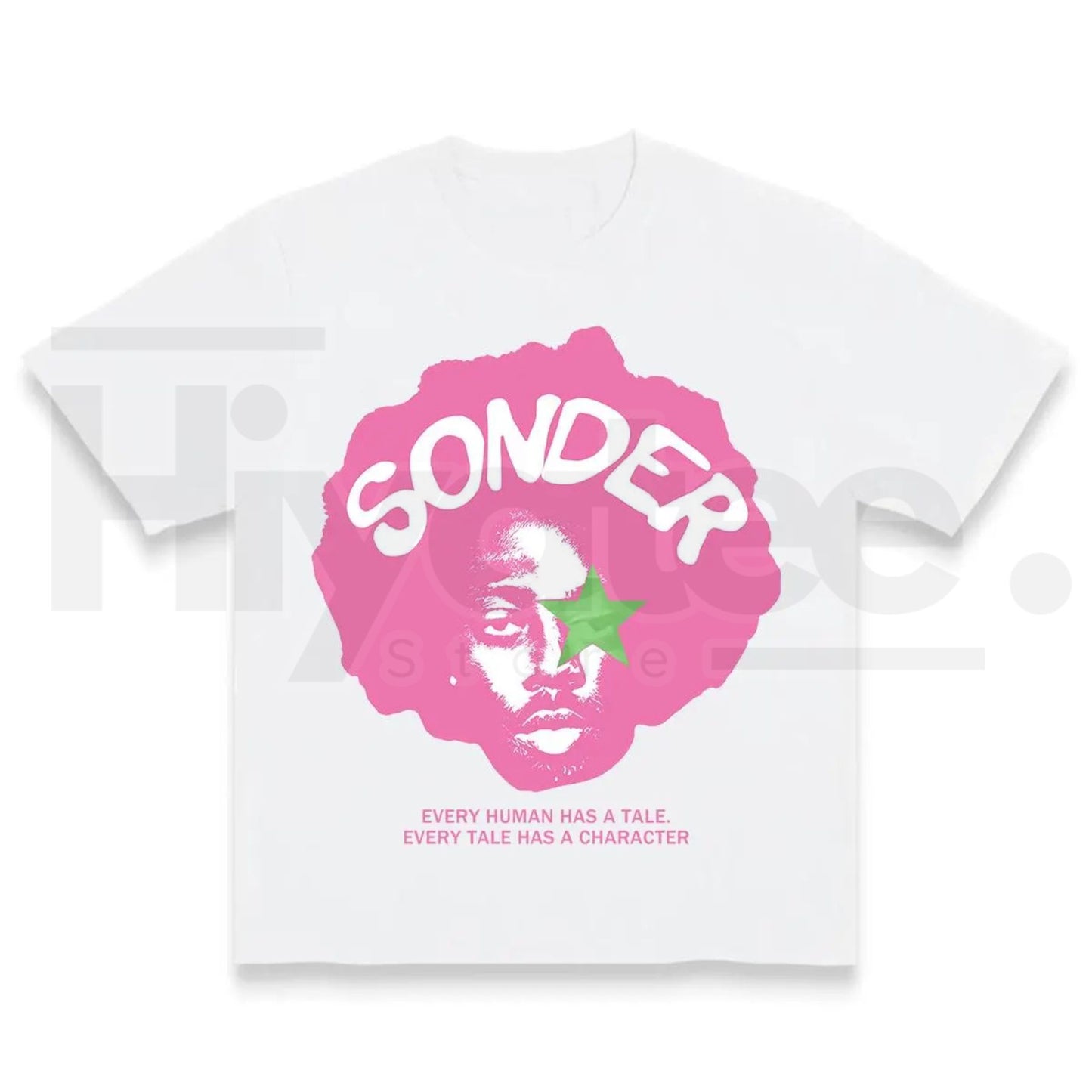 Bold Pink Sonder Lettering Rap Shirt – Geometric Print Streetwear Crewneck - Hiyatee