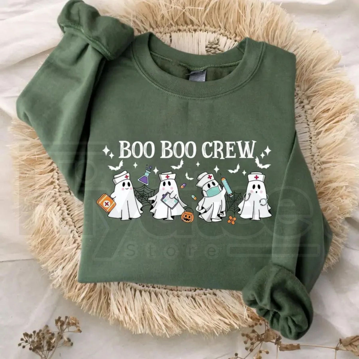 Boo Boo Crew Sweatshirt – Cute Healthcare Ghosts Halloween Crewneck - Hiyatee