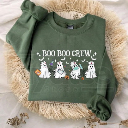 Boo Boo Crew Sweatshirt – Cute Healthcare Ghosts Halloween Crewneck - Hiyatee