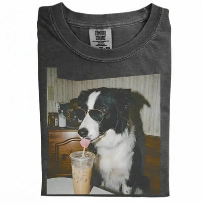 Comfort Colors 50+ Dog Breeds Available Drinking Iced Coffee Shirt – Vintage 90s Funny Edgy Dog Meme Tee, Unisex Casual Streetwear Gift