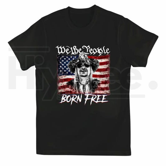 "Born Free" American Flag Graphic Shirt – Vintage Style Patriotic Tee - Hiyatee