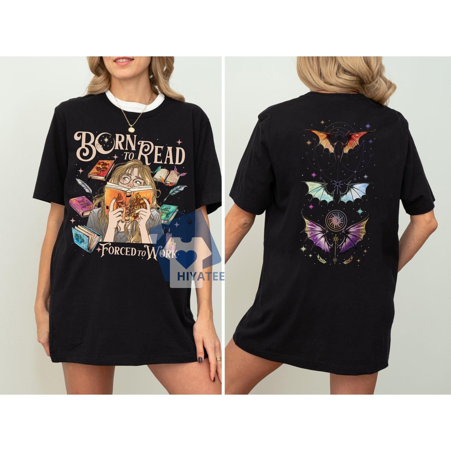 Born To Read Forced To Work T-Shirt – ACOTAR & TOG Fan Tee, SJM-Inspired Book Lover Shirt, Velaris Graphic Top, Gift for Her-Hiyatee