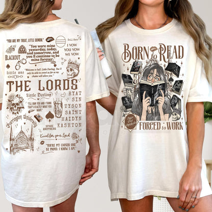 "Born To Read Forced To Work" T-Shirt – The LORDS Series Fan Apparel - Hiyatee