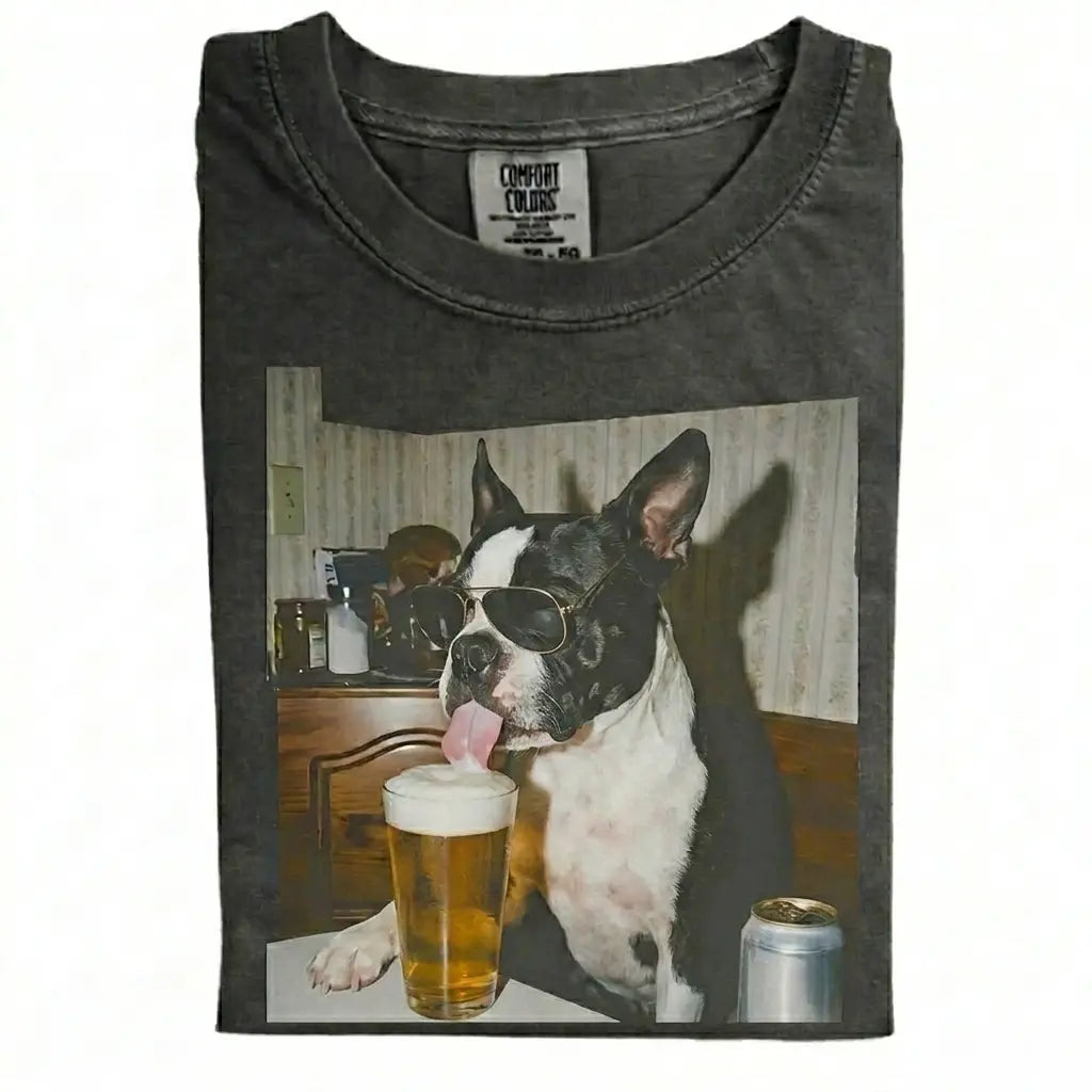 Comfort Colors 50+ Dog Breeds Available Drinking Beer Shirt – Vintage 90s Funny Edgy Dog Meme Tee, Unisex Casual Streetwear Gift
