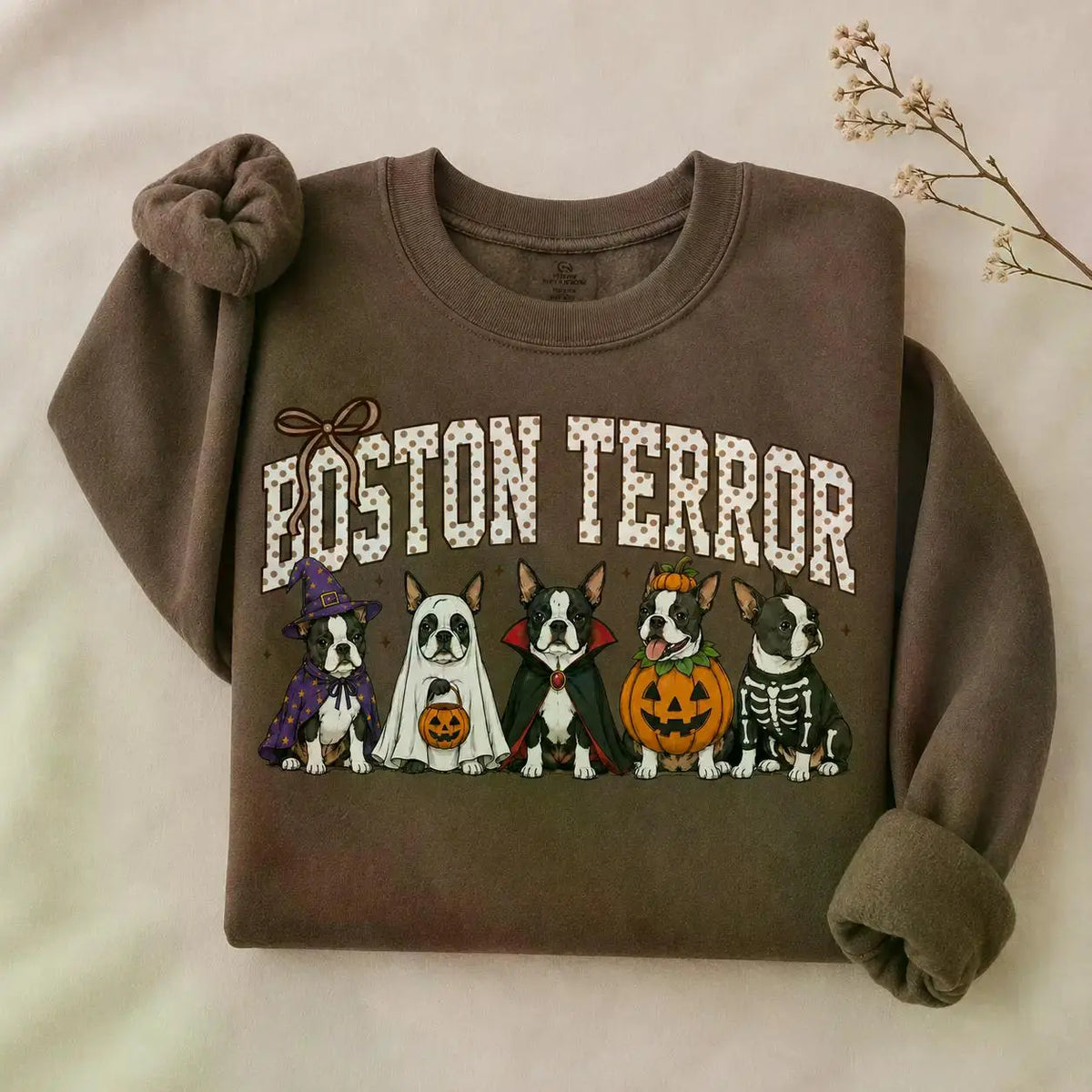 Dark Chocolate 30+ Halloween Dog Breeds Sweatshirt – Spooky Season Dog Mom Crewneck, Cozy Autumn Dog Lover Pullover