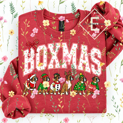 Christmas 30+ Dog Breed Sweatshirt – Merry Dogmas Holly Xmas Pullover, Vintage Santa Dog Lover Crewneck