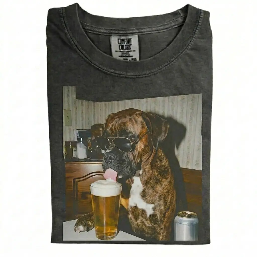 Comfort Colors 50+ Dog Breeds Available Drinking Beer Shirt – Vintage 90s Funny Edgy Dog Meme Tee, Unisex Casual Streetwear Gift